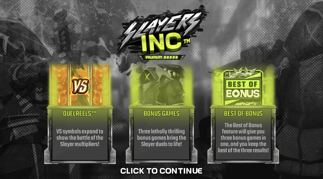 slayers inc slot start page
